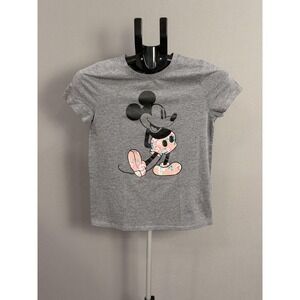 Disney Mickey Mouse Shirt Girls 11/12 Gray Abercrombie Kids Floral Graphic